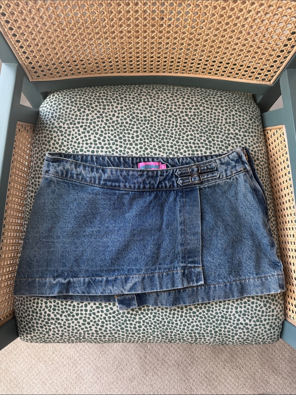 Edikted Asymmetrical Denim Mini Skort